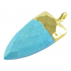 Turquoise dagger shape electro gold plated gemstone charm pendant